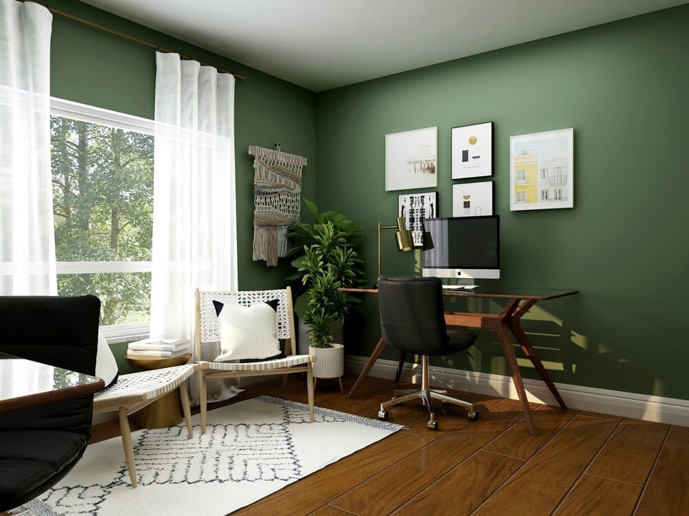living room with home office