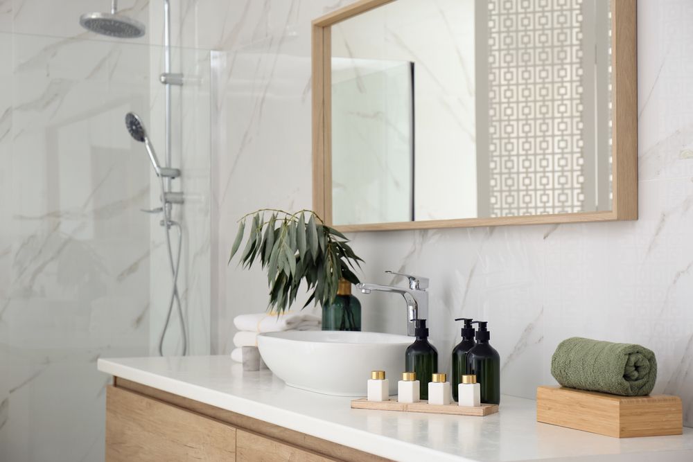 toiletries in pretty bottles