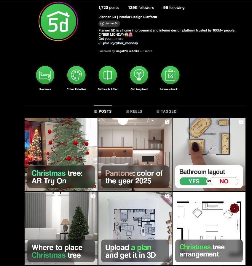 Planner 5D instagram