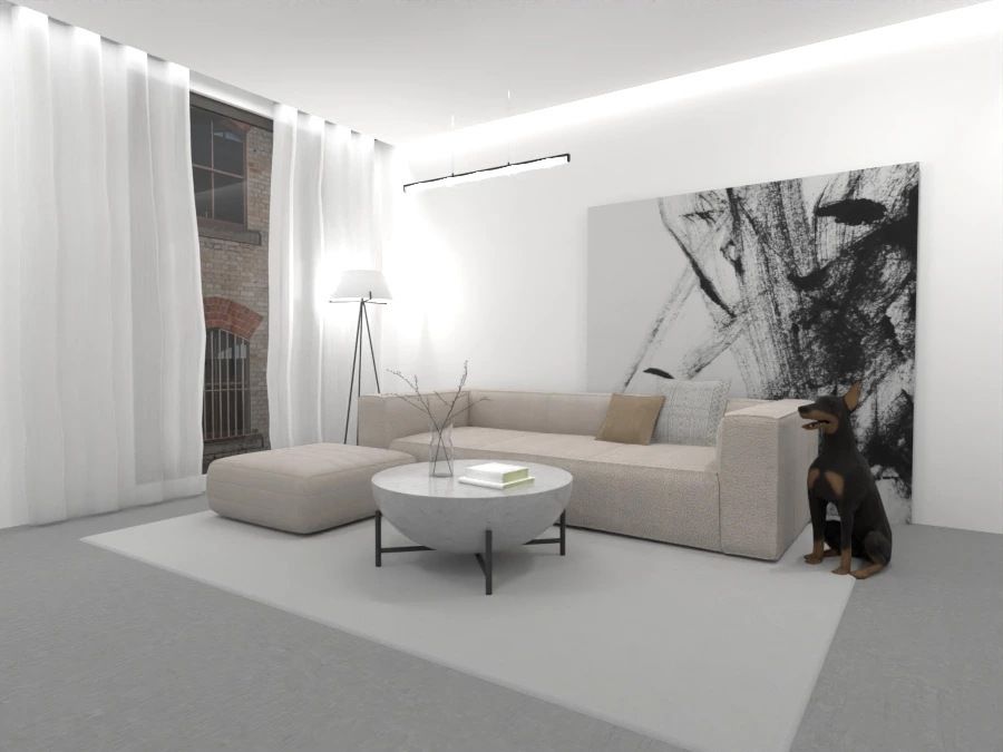 minimalistic living room with dark accents