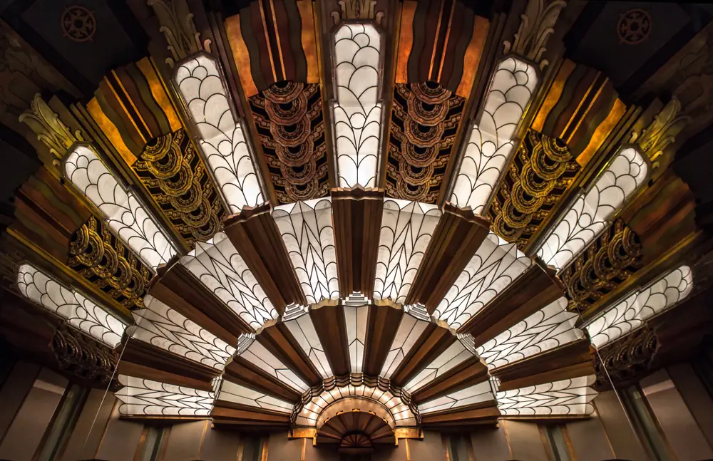 Closeup of an Art Deco Light at the Theater