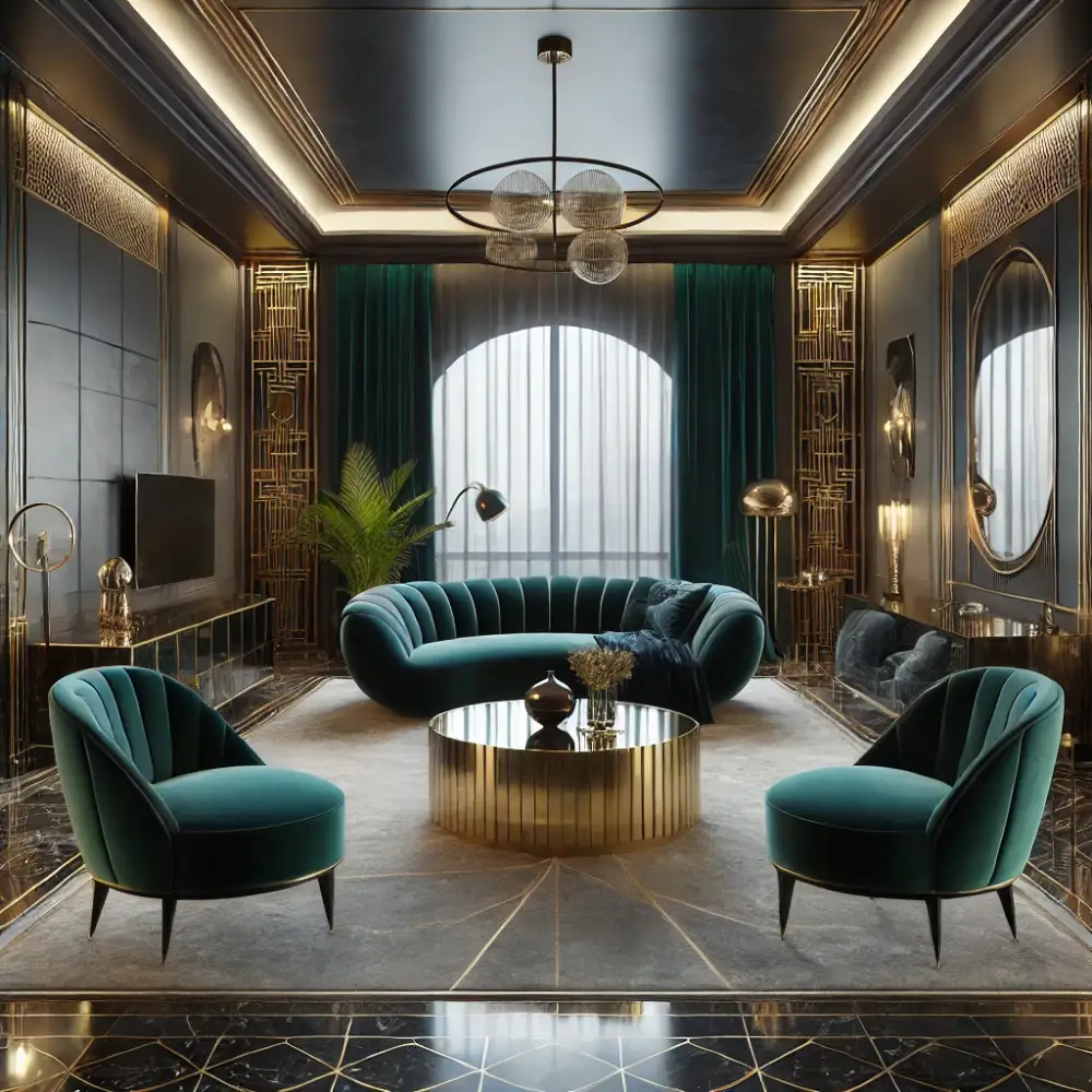 Living room in Art Deco style by ChatGPT