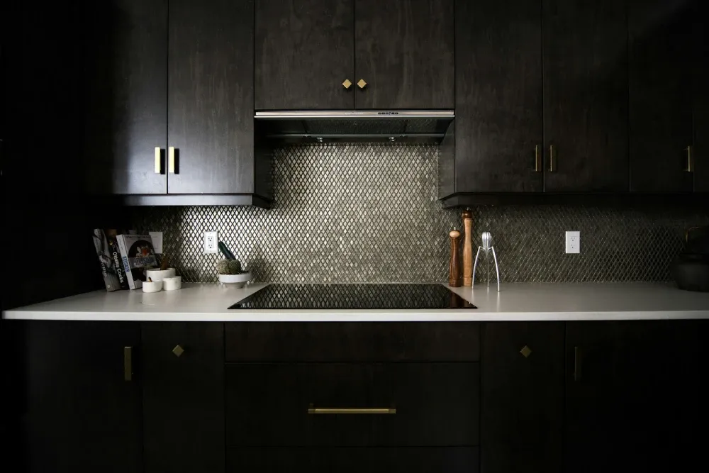 sylish black kitchen cabinets