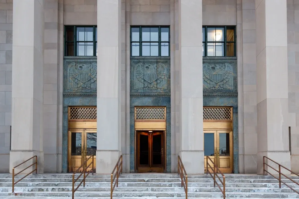 Detail of the facade of Art Deco building