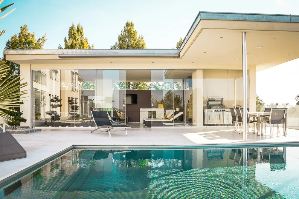 outdoor pool house