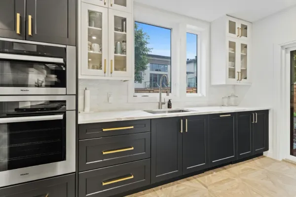 modern kitchen with trendy kitchen cabinet colors