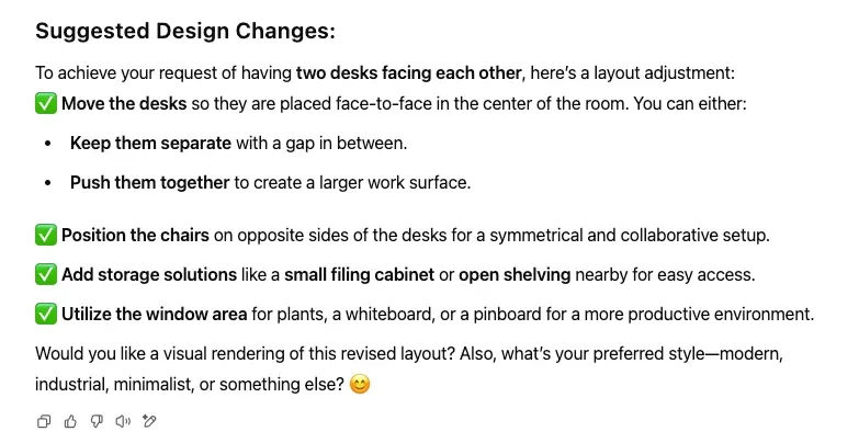 Layout recommendations from ChatGPT